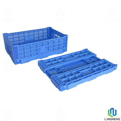 Supermarket Collapsible Hard Plastic Storage Crates 34L Foldable Vegetable Crates With Holes