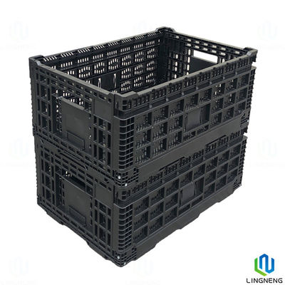 Supermarket Collapsible Hard Plastic Storage Crates 34L Foldable Vegetable Crates With Holes