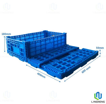Supermarket Collapsible Hard Plastic Storage Crates 34L Foldable Vegetable Crates With Holes