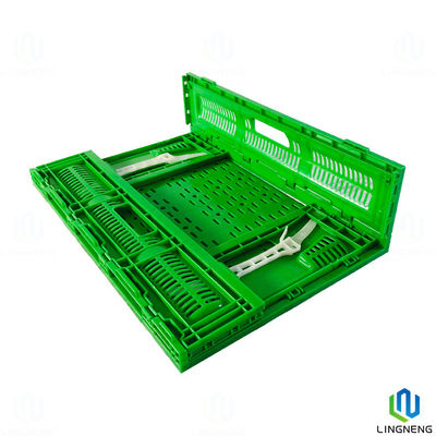 Fruit / Vegetable 36L Folding Crate Box Plastic Collapsible Storage Crate With Mechanical Handle