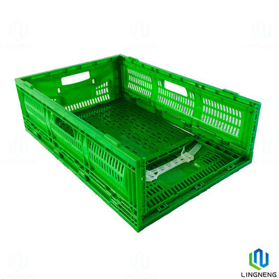 Fruit / Vegetable 36L Folding Crate Box Plastic Collapsible Storage Crate With Mechanical Handle