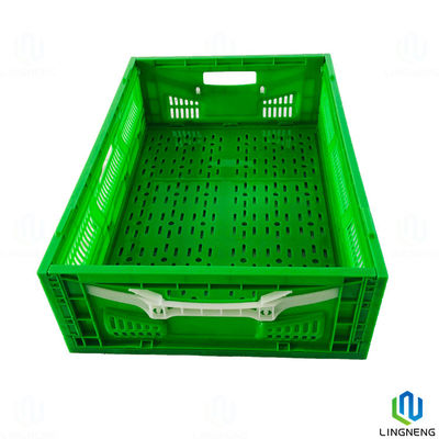 Fruit / Vegetable 36L Folding Crate Box Plastic Collapsible Storage Crate With Mechanical Handle