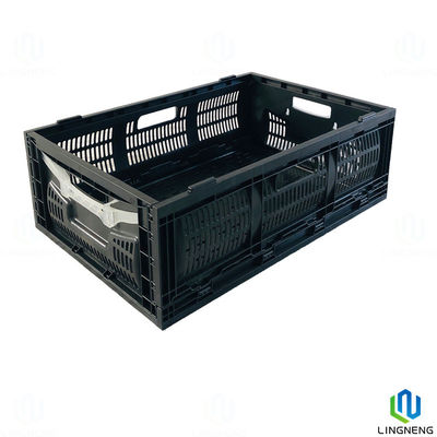 45L Collapsible Plastic Storage Boxes , Rectangle Foldable Storage Crate