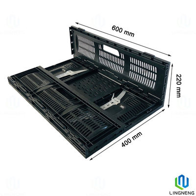 45L Collapsible Plastic Storage Boxes , Rectangle Foldable Storage Crate
