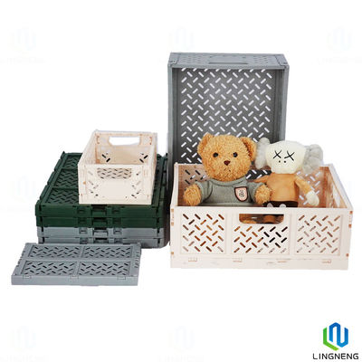 Large Capacity Collapsible Plastic Crates Plastic Foldable Crate Box For Daily