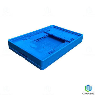 46L Blue Folding Crate Box Plastic Storage Stackable Bins Without Lid