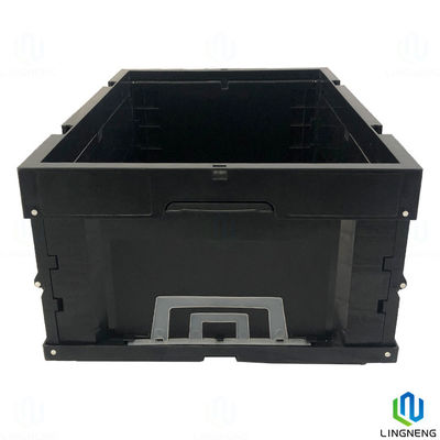 46L Blue Folding Crate Box Plastic Storage Stackable Bins Without Lid