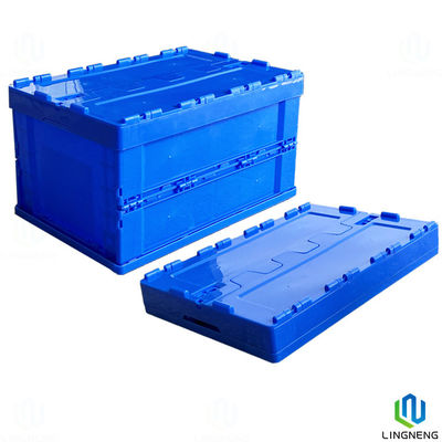 Durable 54L Blue Plastic Foldable Container Collapsible Storage Box Without Lid