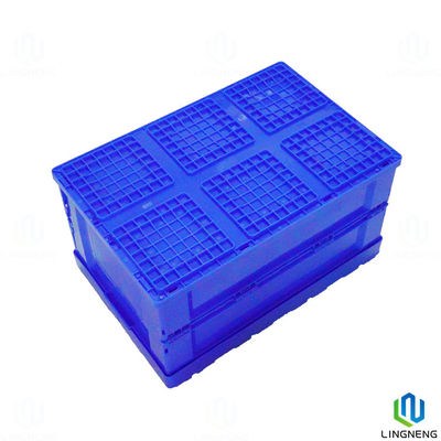 Durable 54L Blue Plastic Foldable Container Collapsible Storage Box Without Lid