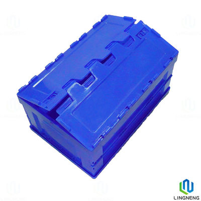 Durable 54L Blue Plastic Foldable Container Collapsible Storage Box Without Lid