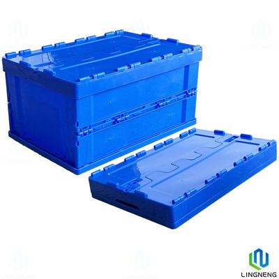 62L Folding Plastic Storage Crate , Plastic Collapsible Storage Boxes With Lids