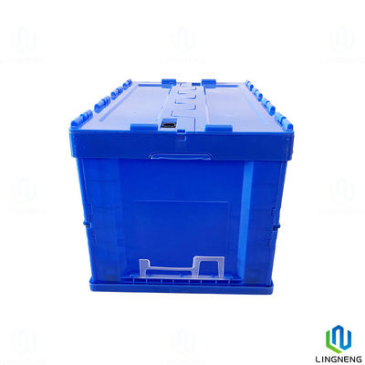 62L Folding Plastic Storage Crate , Plastic Collapsible Storage Boxes With Lids