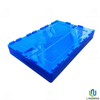 70L Plastic Folding Crate Box Collapsible Storage Box Organizer With PP Lids
