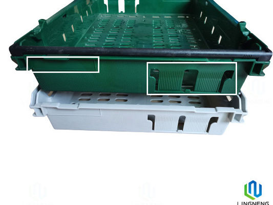 Lightweight 18L Plastic Fruit And Vegetable Crates / Stacking Plastic Crates With Handle