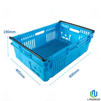 35L 20KGS Plastic Fruit And Vegetable Crates Stackable Assorted Colors