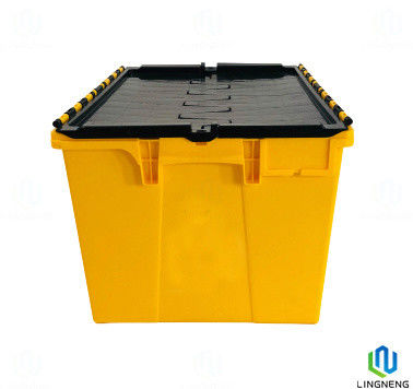 Durable Plastic Logistic Box 600*400*320mm Plastic Storage Box With Hinged Lid