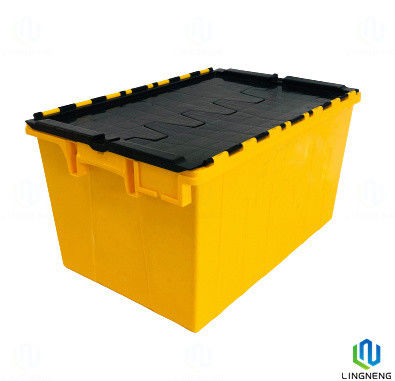 Durable Plastic Logistic Box 600*400*320mm Plastic Storage Box With Hinged Lid