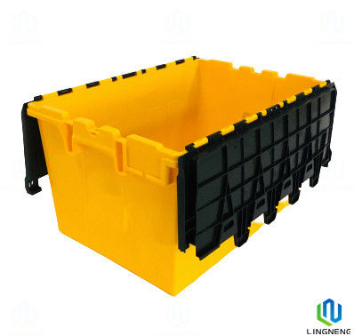 Durable Plastic Logistic Box 600*400*320mm Plastic Storage Box With Hinged Lid