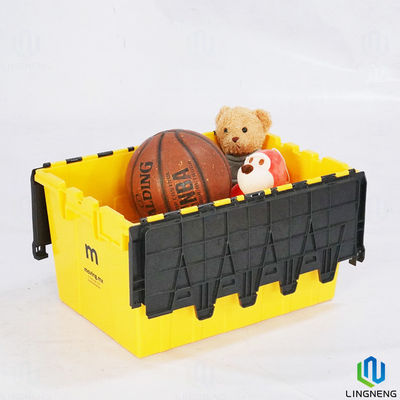 Durable Plastic Logistic Box 600*400*320mm Plastic Storage Box With Hinged Lid