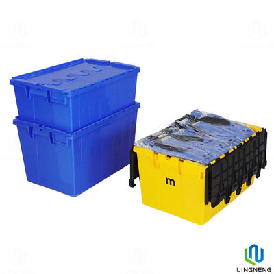 Nestable Stackable Heavy Duty Reusable Plastic Shipping Totes Containers With Dolly