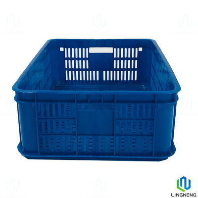 Vented Plastic Fruit And Vegetable Crates , Blue Stackable Vegetable Crates