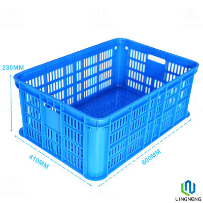 Blue Plastic Fruit And Vegetable Crates Rectangular Lightweight