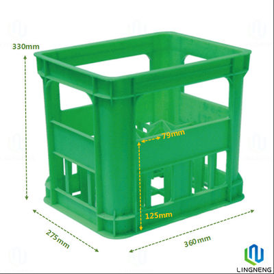 Stackable Plastic Milk Bottle Crates , Rectangle Beer Bottle Plastic Crates With Handle