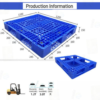 Euro Heavy Duty Plastic Pallet With Chemical Resistance Stackable Design 3T Static Load Capacity