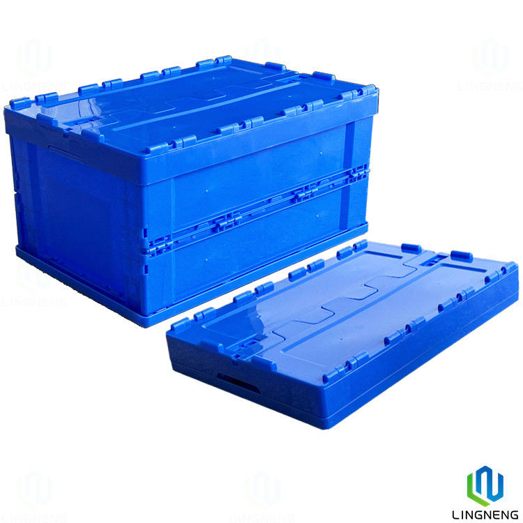 62L Folding Plastic Storage Crate , Plastic Collapsible Storage Boxes With Lids