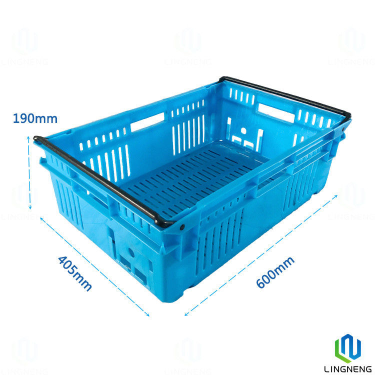 35L 20KGS Plastic Fruit And Vegetable Crates Stackable Assorted Colors