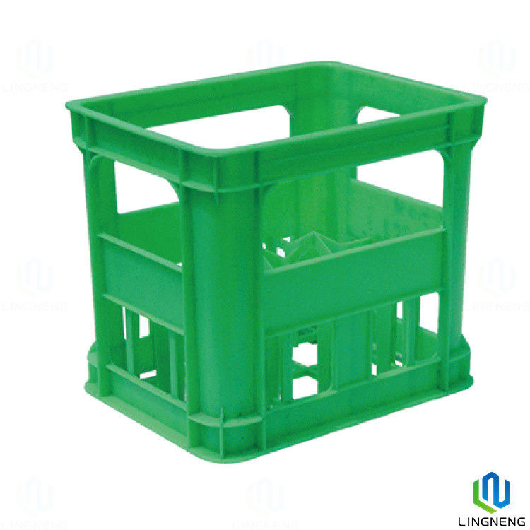 Stackable Plastic Milk Bottle Crates , Rectangle Beer Bottle Plastic Crates With Handle