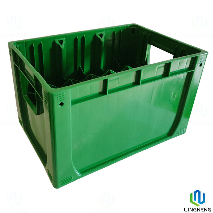 Durable 65*65mm Hole Bottom Plastic Beer Crates 24 Holdings Glass Bottle Crates